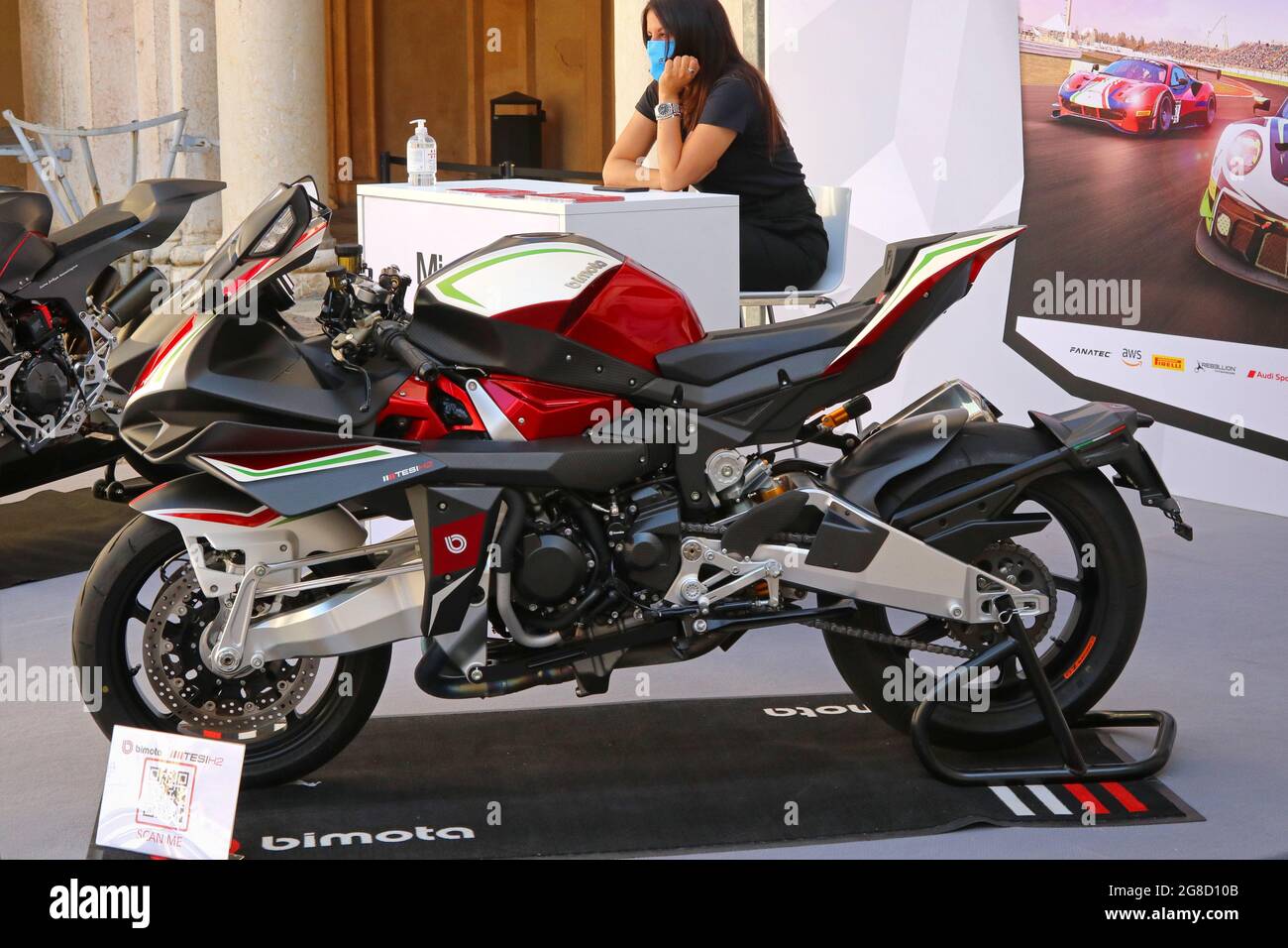 Modena, Italien, 1. juli 2021 - Bimota Tesi H2, Sportmotorrad, Motor Valley Ausstellung Stockfoto