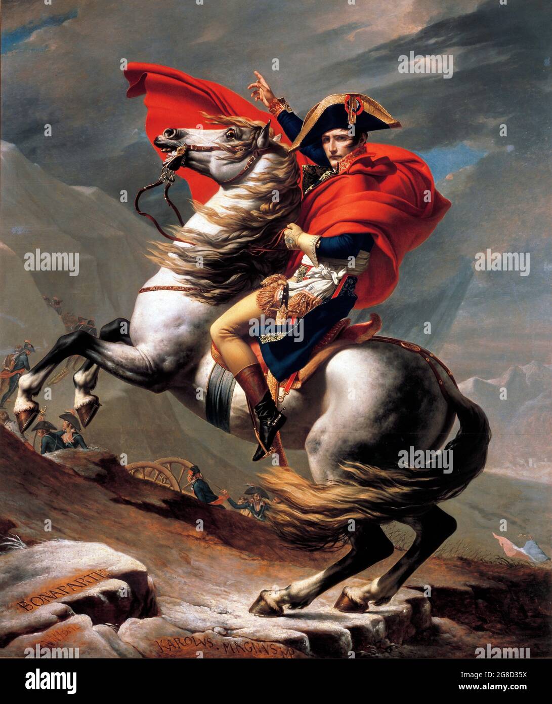Napoleon Bonaparte. Napoleon am Großen St. Bernhard von Jacques-Louis David (1748-1825), Öl auf Leinwand, 1801 Stockfoto