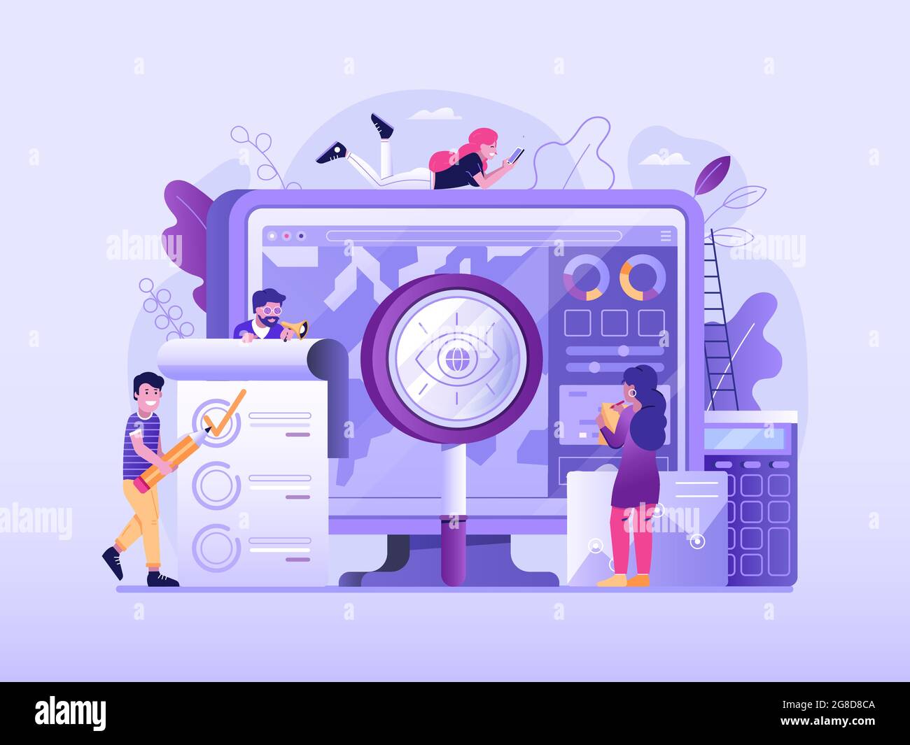 Globale Marktforschung und Marketinganalyse Stock Vektor