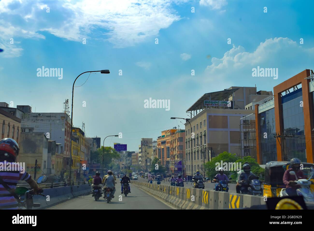Hyderabad Road, Ring Road mit Trafic View. Indien. Stockfoto