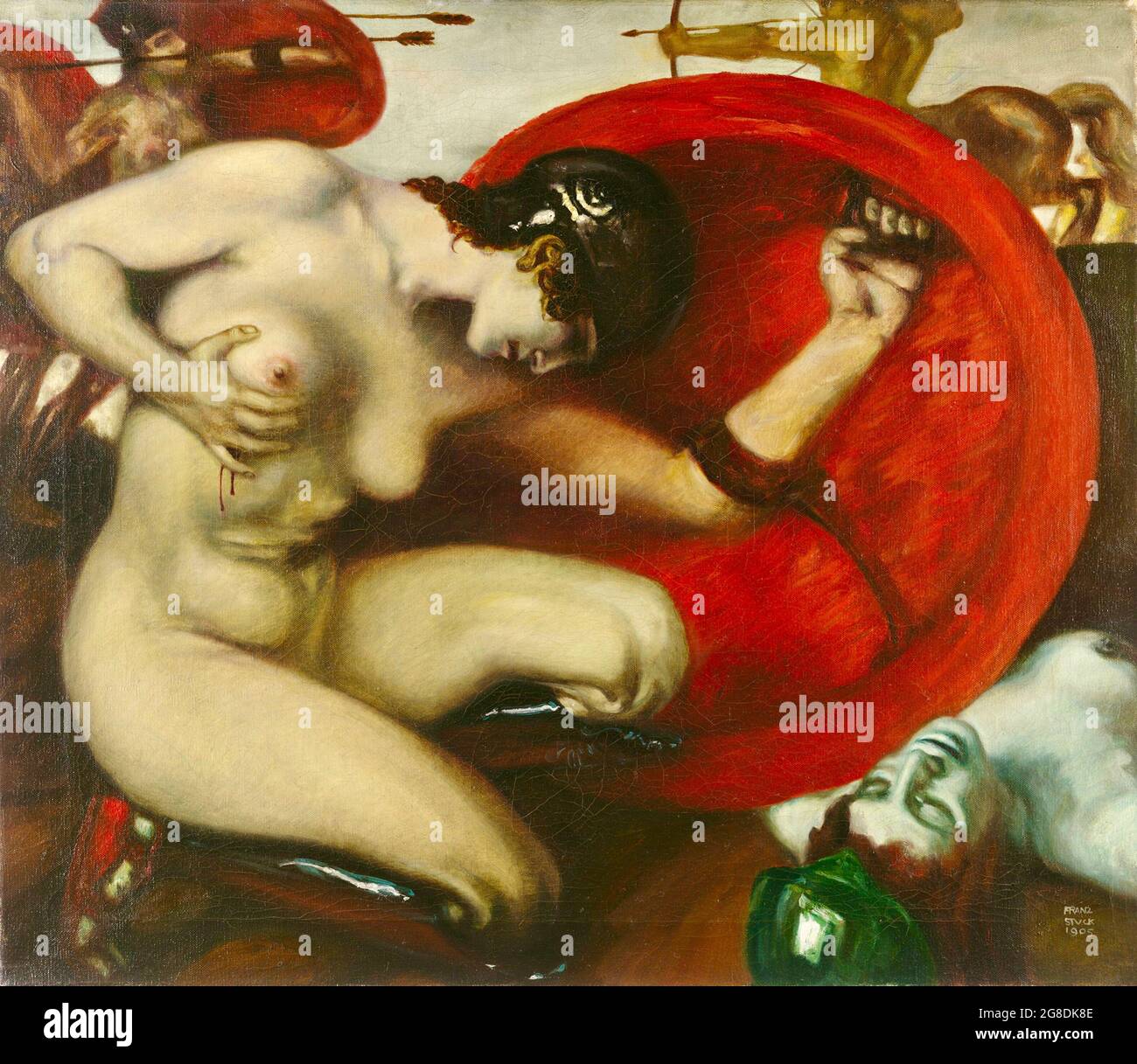 Franz von Stuck – Kunstwerk mit dem Titel Wounded Amazon. Stockfoto