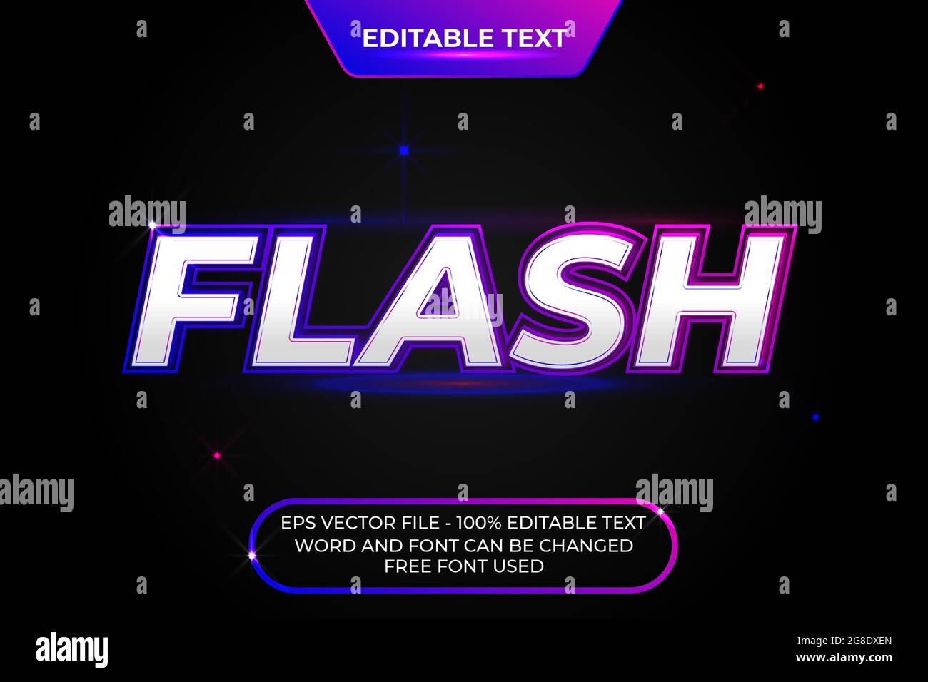 Flash Neon-Texteffektstil. Editierbarer Schriftarttexteffekt. Stock Vektor