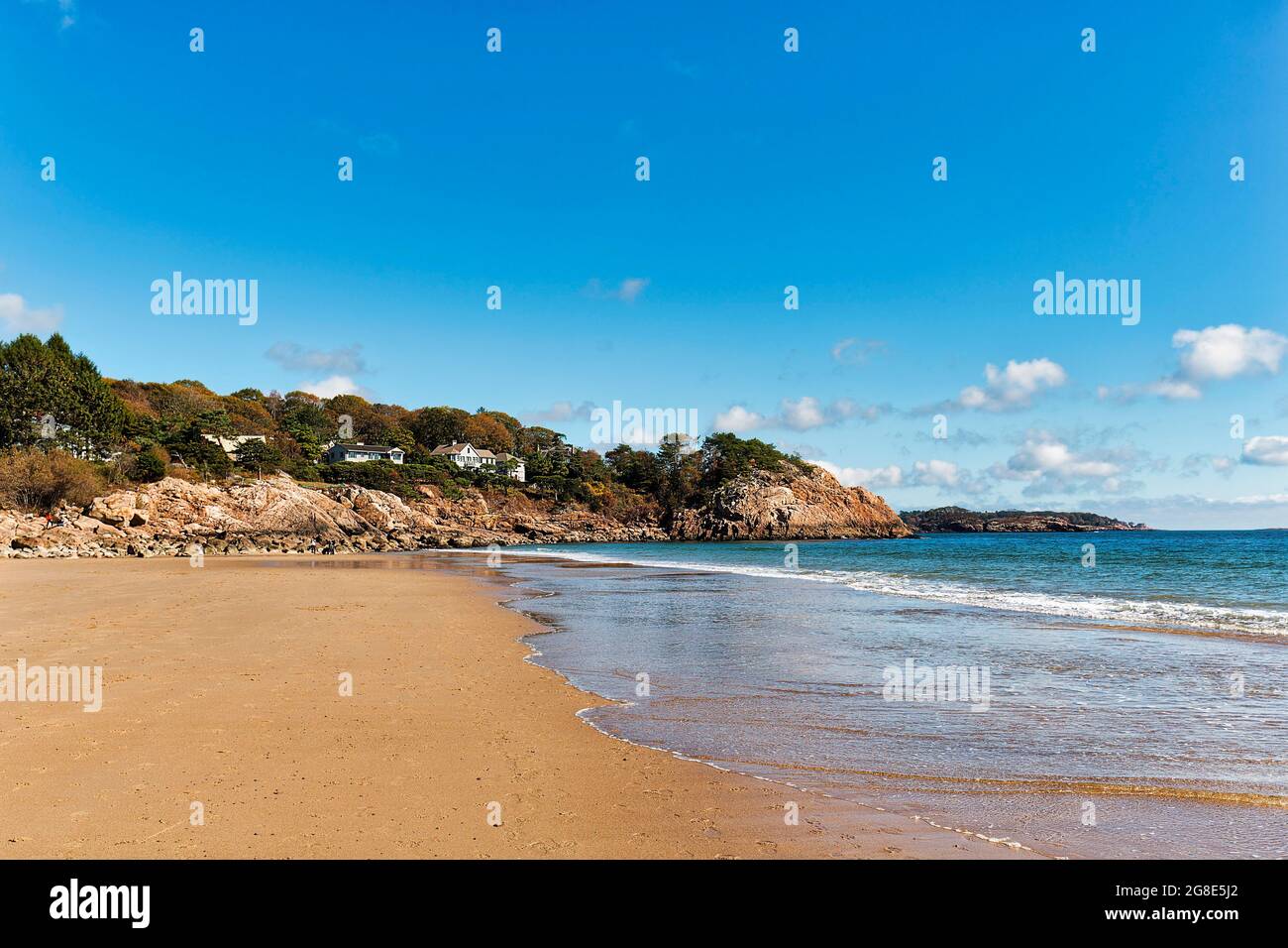 Leerer Strand im Herbst, Singing Beach, Manchester-by-the-Sea, Cape Ann, Massachusetts, Neuengland, USA Stockfoto