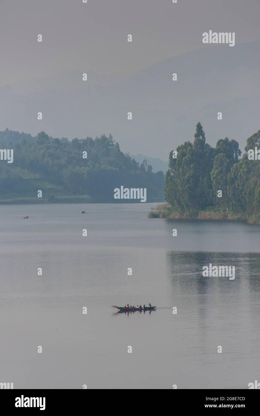 Blick über den Lake Bunyonyi, Uganda, Afrika Stockfoto