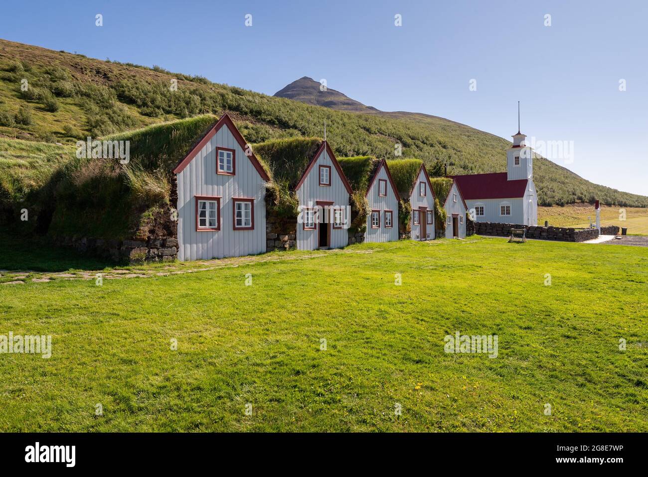 Altes isländisches Rasenhaus Laufas, Freilichtmuseum, Eyjafjoerour, Nordisland, Island Stockfoto