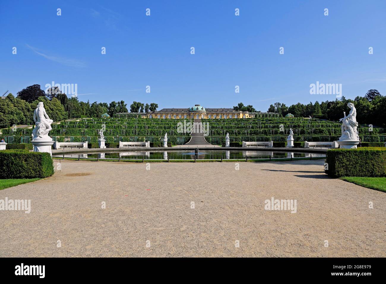 Schloss Sanssouci, Weinterrassen, Schlosspark Sanssouci, Potsdam, Brandenburg, Deutschland Stockfoto