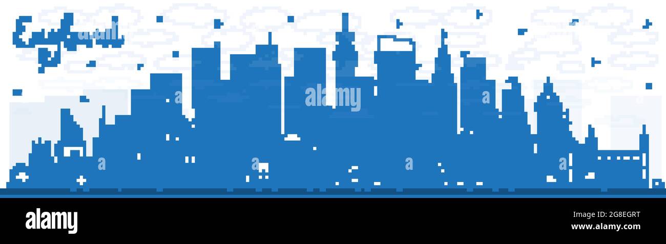 Umreißen Sie die Skyline von England City mit blauen Gebäuden. Vektorgrafik. Konzept mit historischer Architektur. Stadtbild von England mit Wahrzeichen. Bristol. Stock Vektor