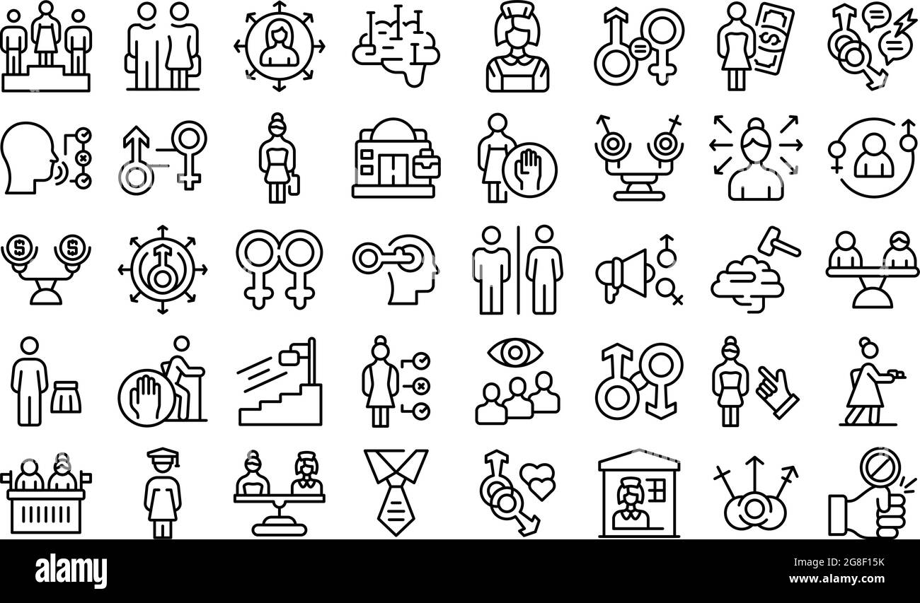 Stereotypsymbole legen den Umrissvektor fest. Senior-Beschreibung. Alter Leben Stock Vektor