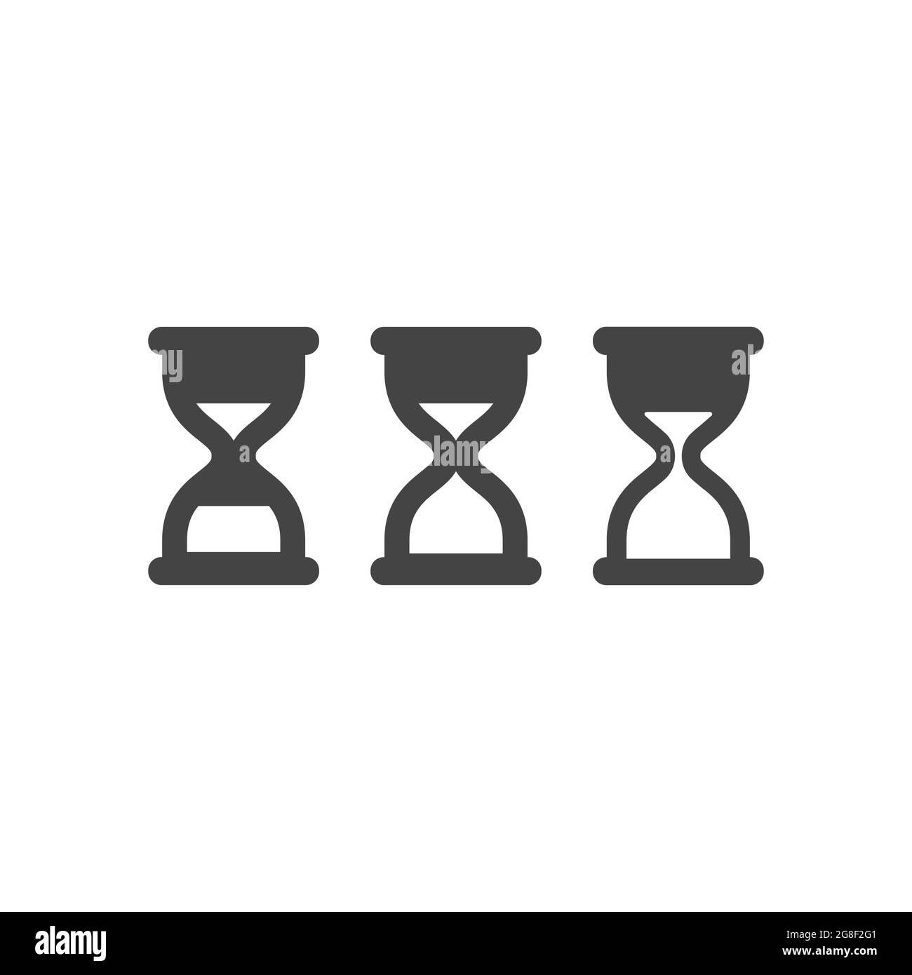 Hourglass einfaches schwarzes Vektor-Icon-Set. Symbol für Sanduhr Glyphe gesetzt. Stock Vektor