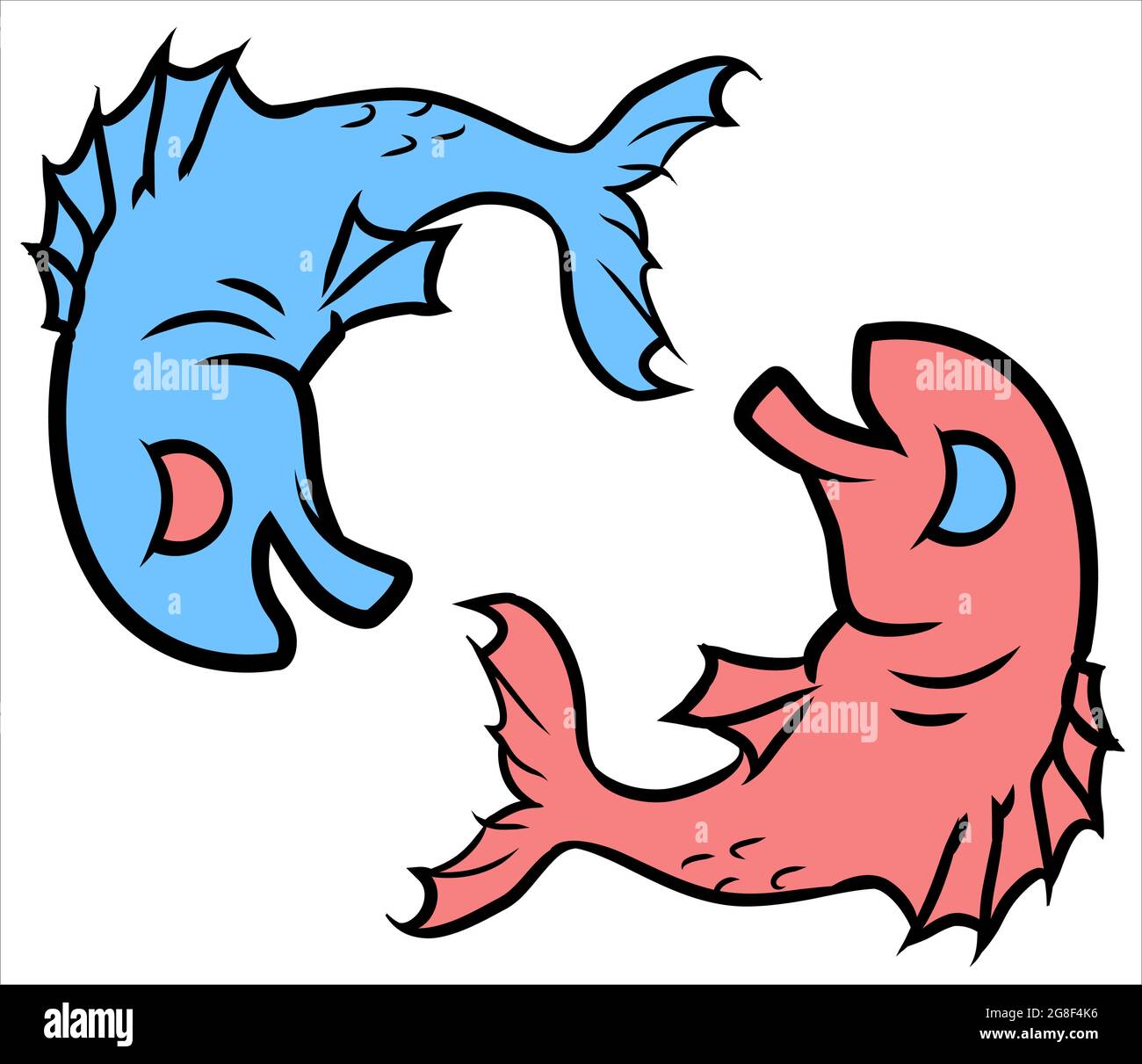 Glücklich traurig Fisch, Cartoon Farbe Vektor Illustration, horizontal, über weiß, isoliert Stock Vektor