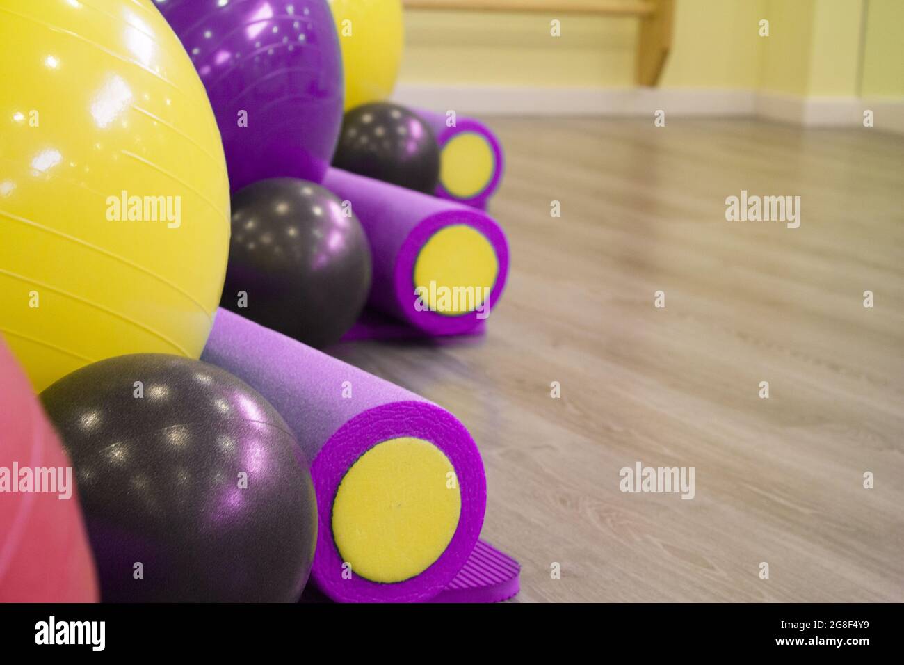 Ausrüstung für Gymnastik und Pilates Übungen Stockfoto