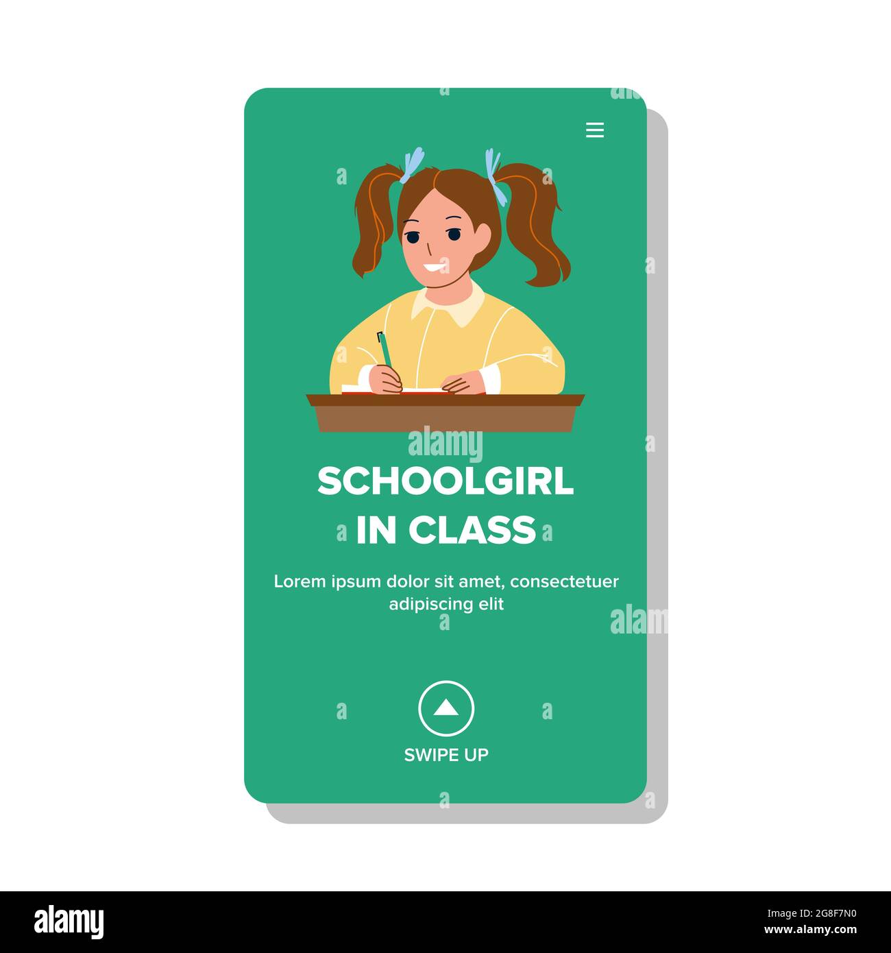 Schulmädchen In Der Klasse Schreiben Bildung Lesson Vektor Stock Vektor