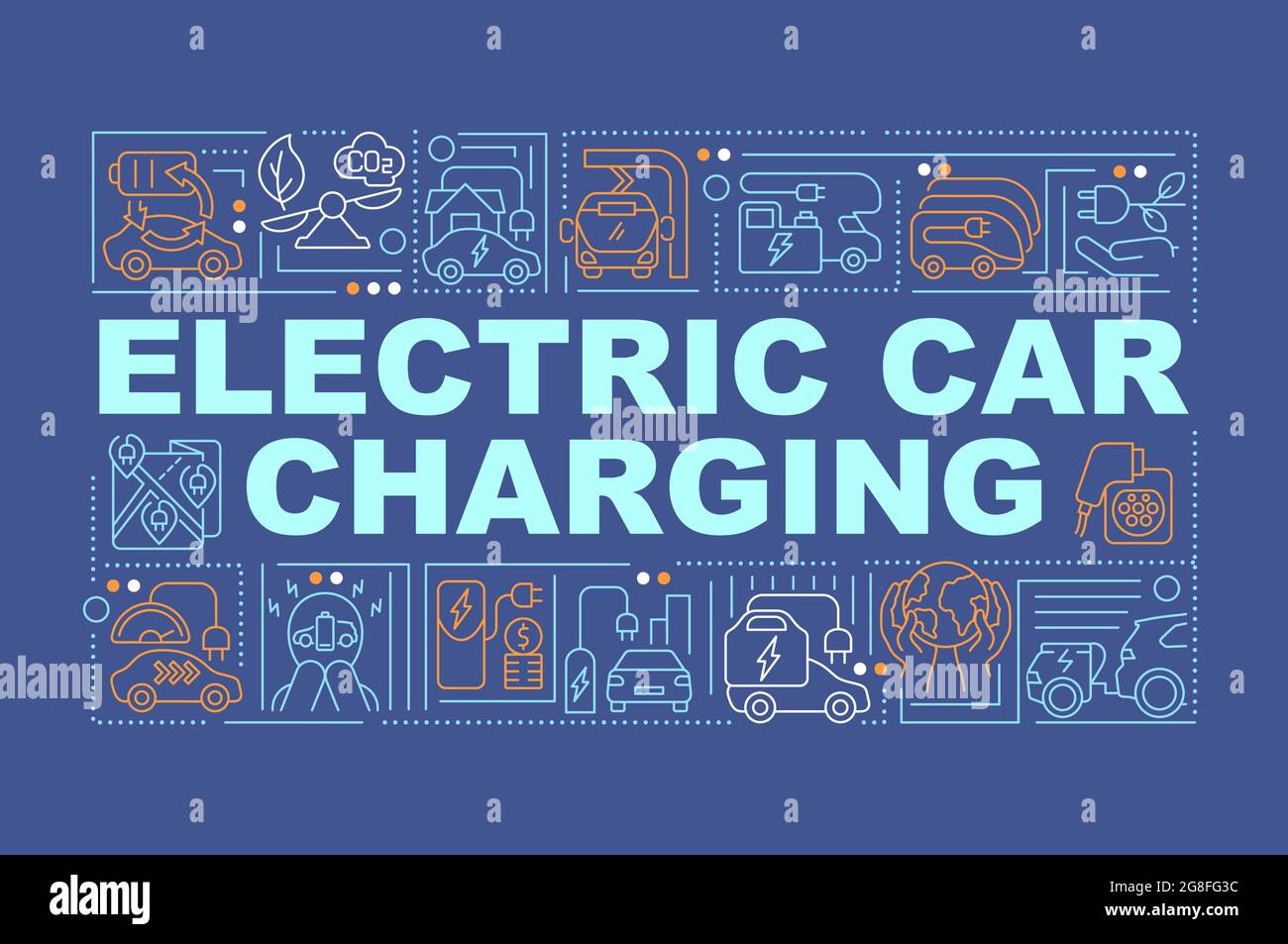 EV Ladestation Wort Konzepte Banner. Stock Vektor