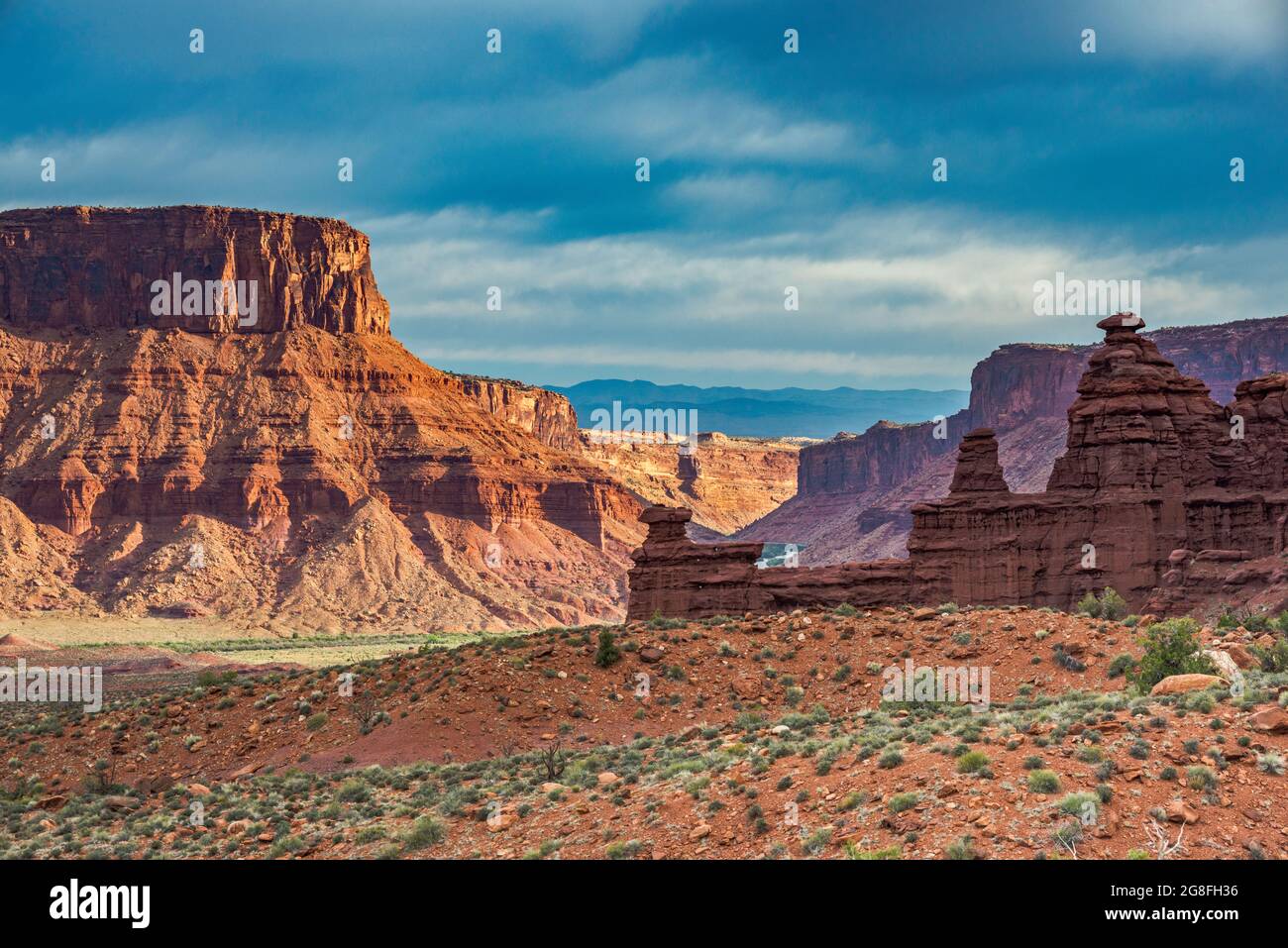 Dome Plateau über dem Colorado River in Professor Valley, Early Morning, Utah, USA Stockfoto