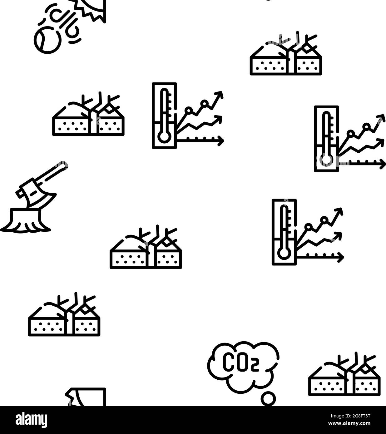 Problem Der Globalen Erwärmung Vektor Nahtloses Muster Stock Vektor