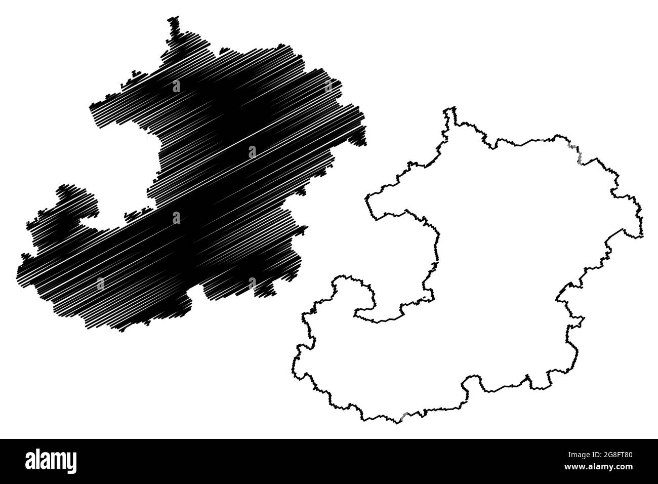 Saale-Holzland (Bundesrepublik Deutschland, Landkreis, Freistaat Thüringen) Kartenvektordarstellung, Scribble-Skizze Saale Holzland Stock Vektor