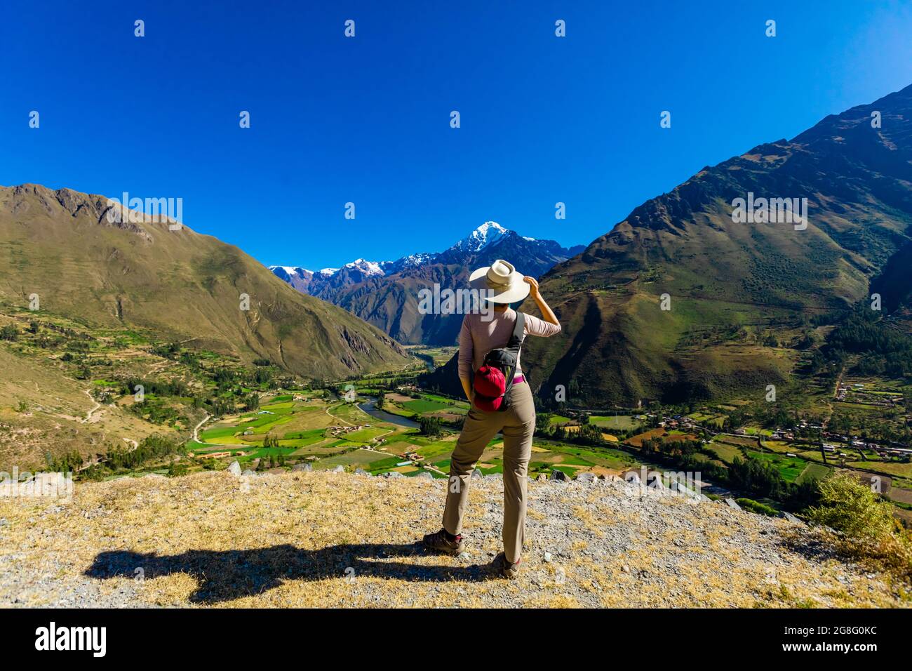 Blick vom Inti Punku Trek, Ollantaytambo, Peru, Südamerika Stockfoto