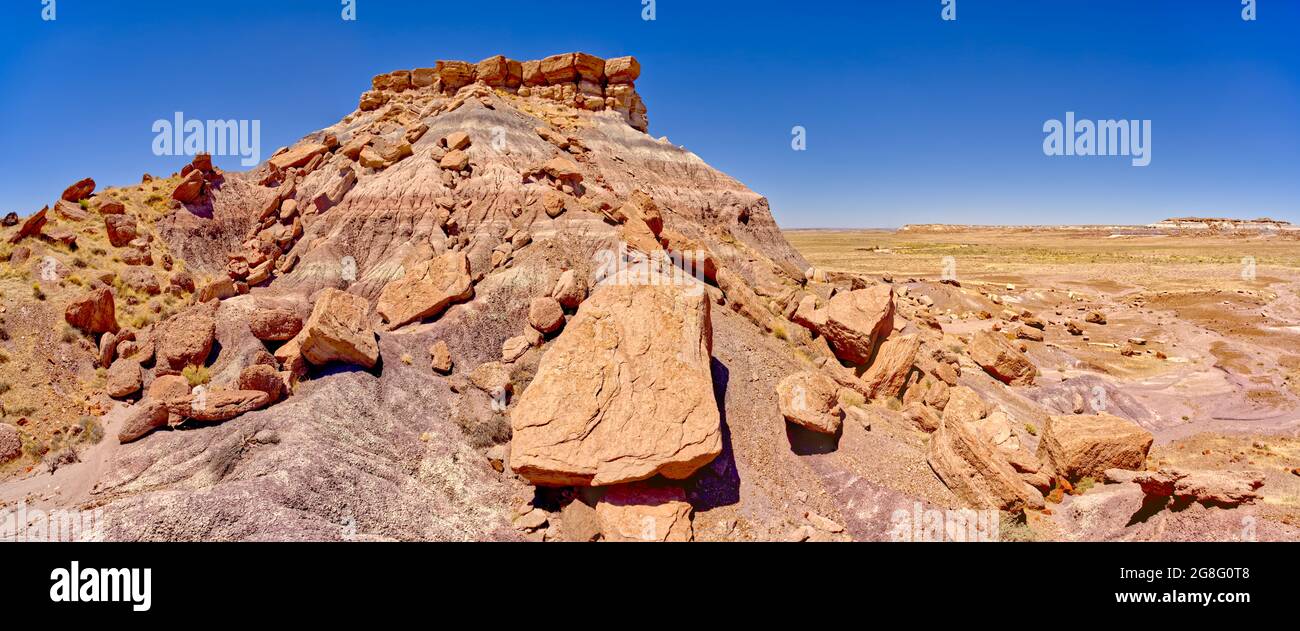 Die nordöstliche Seite von Keyhole Mesa im First Forest of Petrified Forest National Park, Arizona, USA, Nordamerika Stockfoto