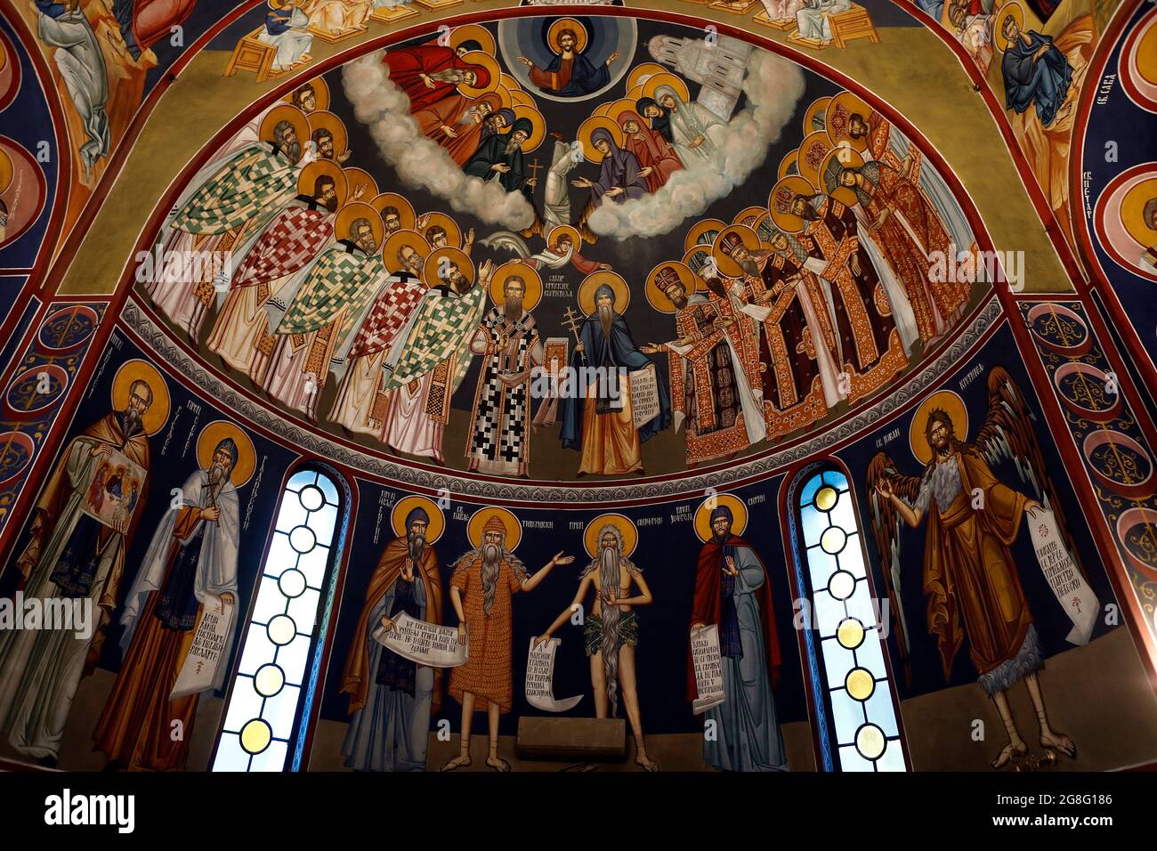 Fresken in der St. Sava Kirche, Belgrad, Serbien, Europa Stockfoto
