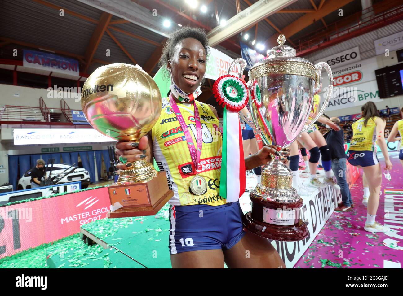 Paola Egonu Team Italien und Imoco Volley Conegliano Volleyballspieler gegenüber spiker Stockfoto