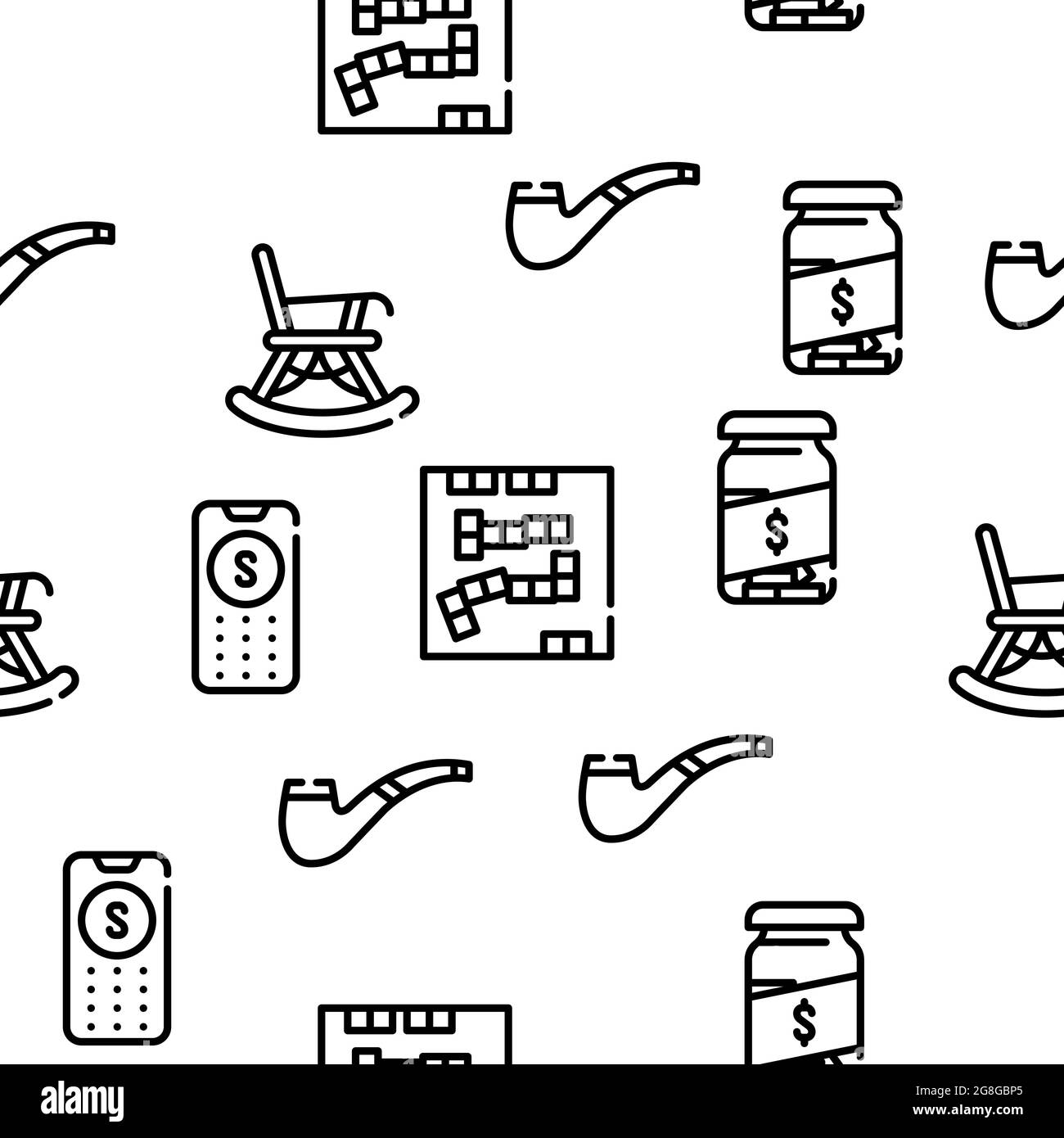 Großvater Zubehör Vektor Nahtloses Muster Stock Vektor