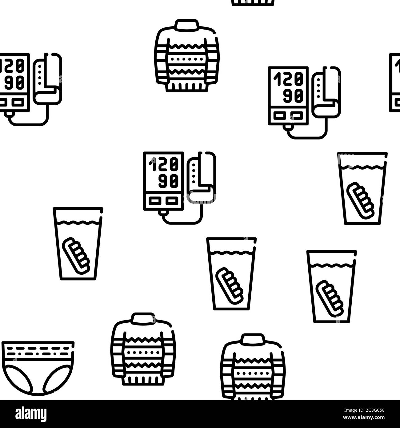 Großvater Zubehör Vektor Nahtloses Muster Stock Vektor