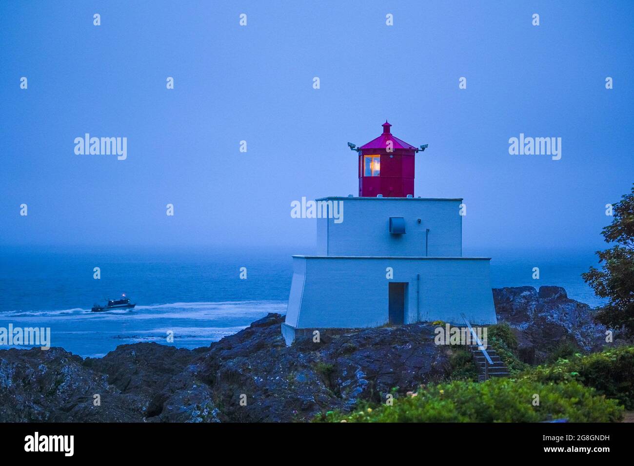 Amphitrite Point Lighthouse, Ucluelet, British Columbia, Kanada Stockfoto