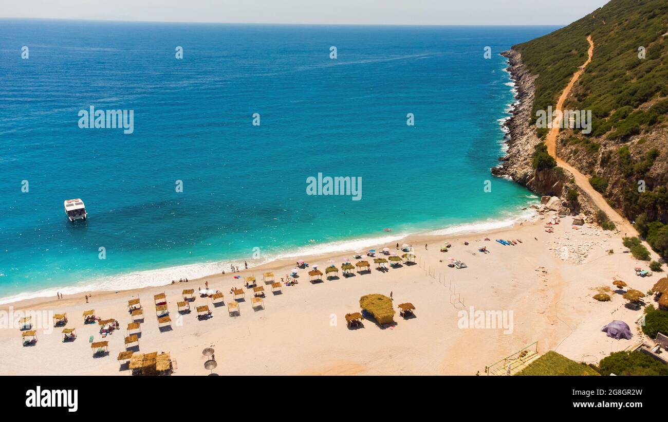 Gjipe Beach, berühmter Strand in Albanien Stockfoto