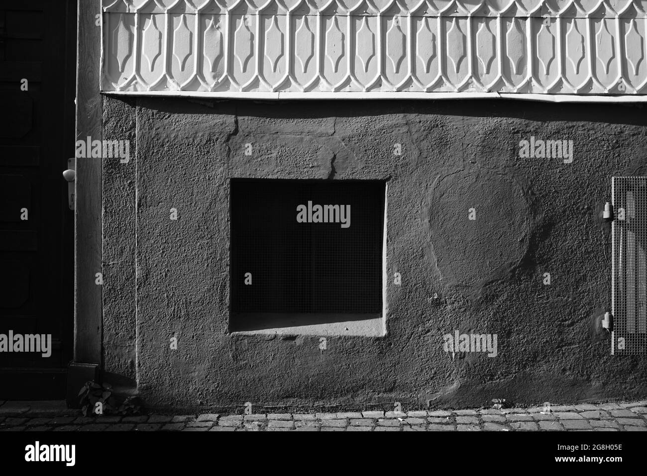 Architektonische Details eines älteren, gebauten Wohngebietes Stockfoto