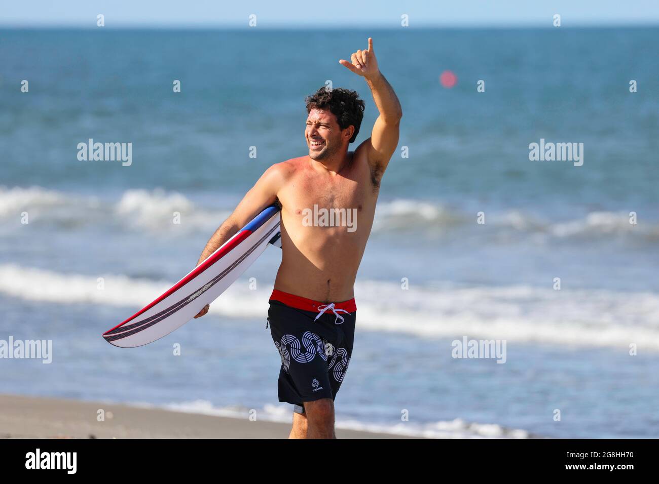 Chiba, Japan. Juli 2021. Jeremy Flores (FRA) Surfen: Vor den Olympischen Spielen 2020 in Tokio am Tsurigasaki Surfing Beach in Chiba, Japan. Quelle: KONDO/AFLO/Alamy Live News Stockfoto