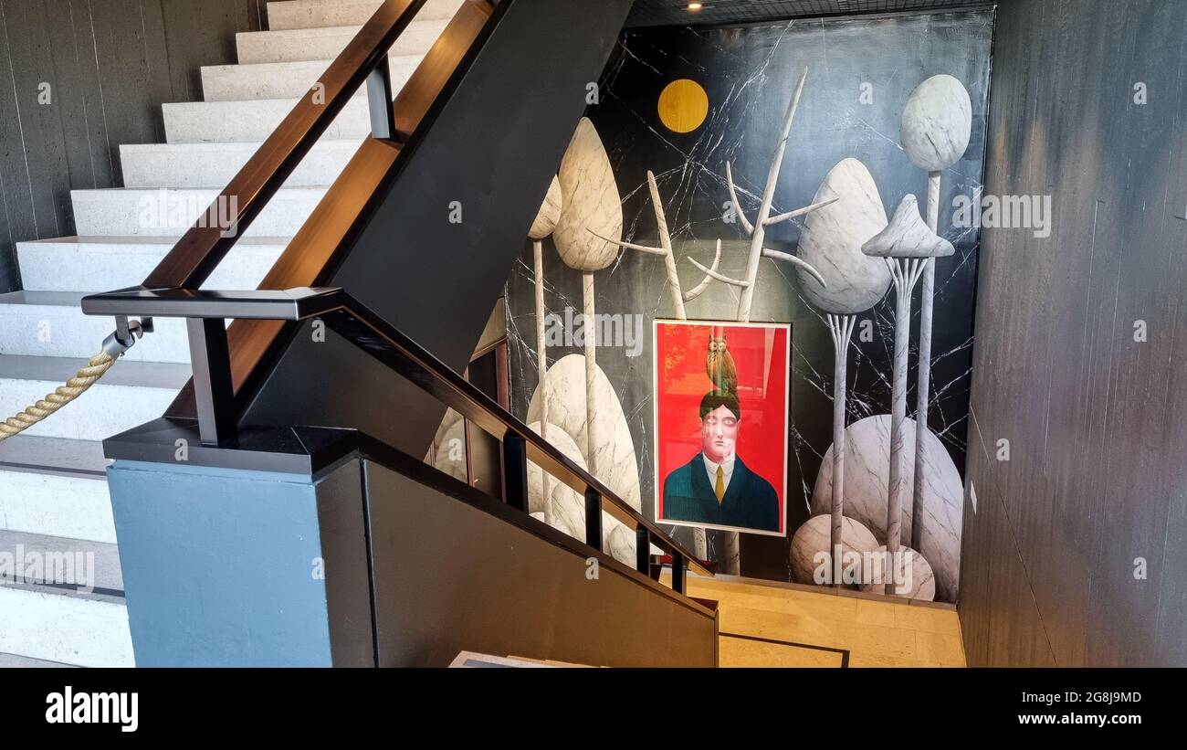 Treppe der Königlichen Museen der Schönen Künste in Brüssel, Belgien Stockfoto