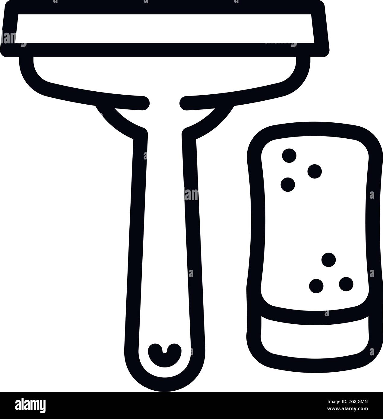 Symbol für Waschwerkzeug für die Fahrzeugscheibe. Umriss Auto Windschutzscheibe waschen Werkzeug Vektor-Symbol für Web-Design isoliert auf weißem Hintergrund Stock Vektor