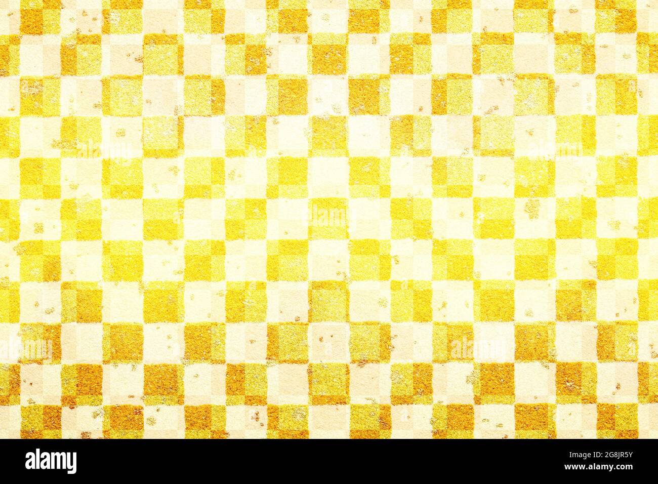 Japanische traditionelle Goldfarbe kariert Muster abstrakt oder geometrische Papier Textur Hintergrund Stockfoto