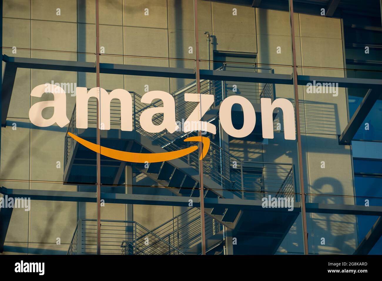 VIW am deutschen Hauptsitz des Online-Shopping-Giganten Amazon in München.  (Foto von Alexander Pohl/Sipa USA Stockfotografie - Alamy