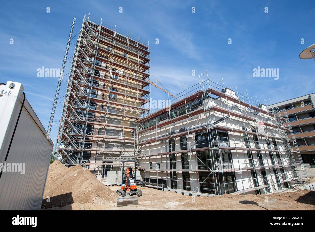 Baustelle in Bamberg. In den letzten zehn Jahren sind die Mieten und Haus- und Wohnungspreis in Deutschland und vor allem in Bayern extrem gestiegen. In München haben sich die Mieten schnell verdreifacht. To dagegen added will be sucht, so viel wie moeglich to bauen. (Foto von Alexander Pohl/Sipa USA) Stockfoto