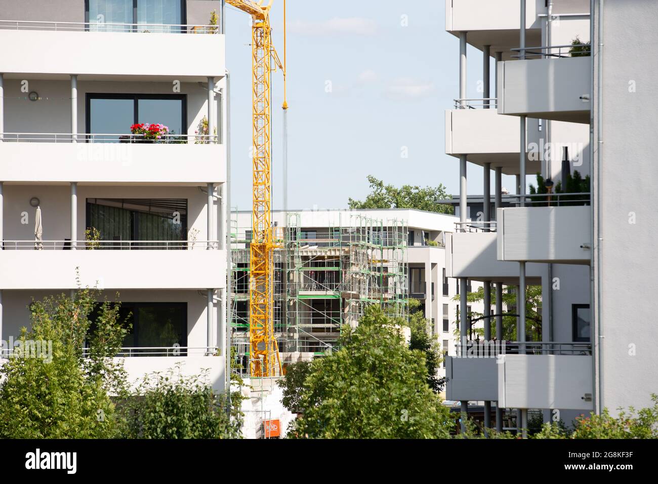 Baustelle in Bamberg. In den letzten zehn Jahren sind die Mieten und Haus- und Wohnungspreis in Deutschland und vor allem in Bayern extrem gestiegen. In München haben sich die Mieten schnell verdreifacht. To dagegen added will be sucht, so viel wie moeglich to bauen. (Foto von Alexander Pohl/Sipa USA) Stockfoto