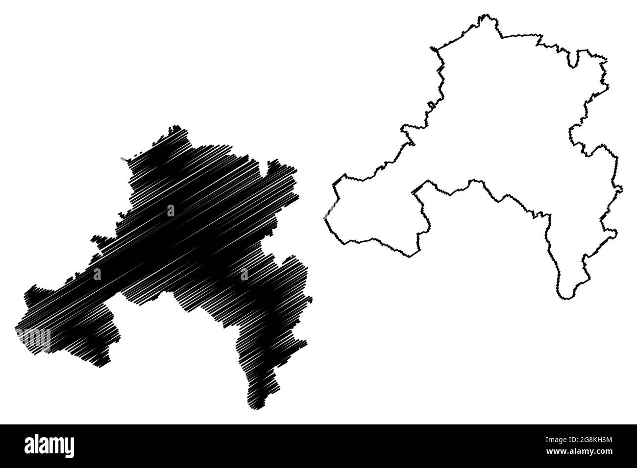 Landkreis Saarbrücken (Bundesrepublik Deutschland, Land Saarland, Landkreis) Kartenvektordarstellung, Scribble-Skizze Regionalverband Saarbru Stock Vektor