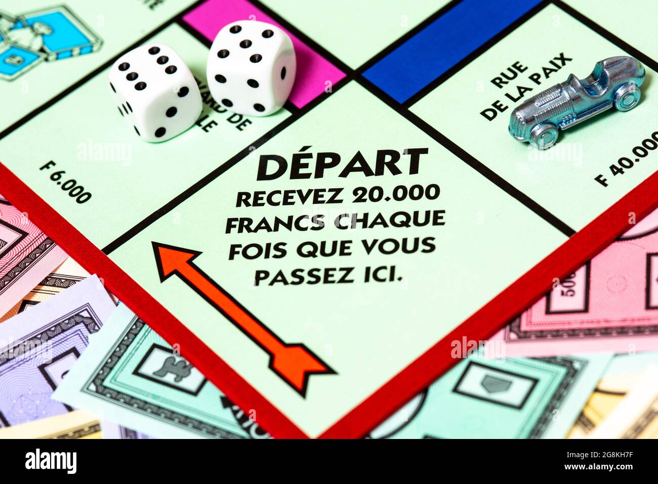 Nahaufnahme der französischen Monopolbehörde. Stockfoto