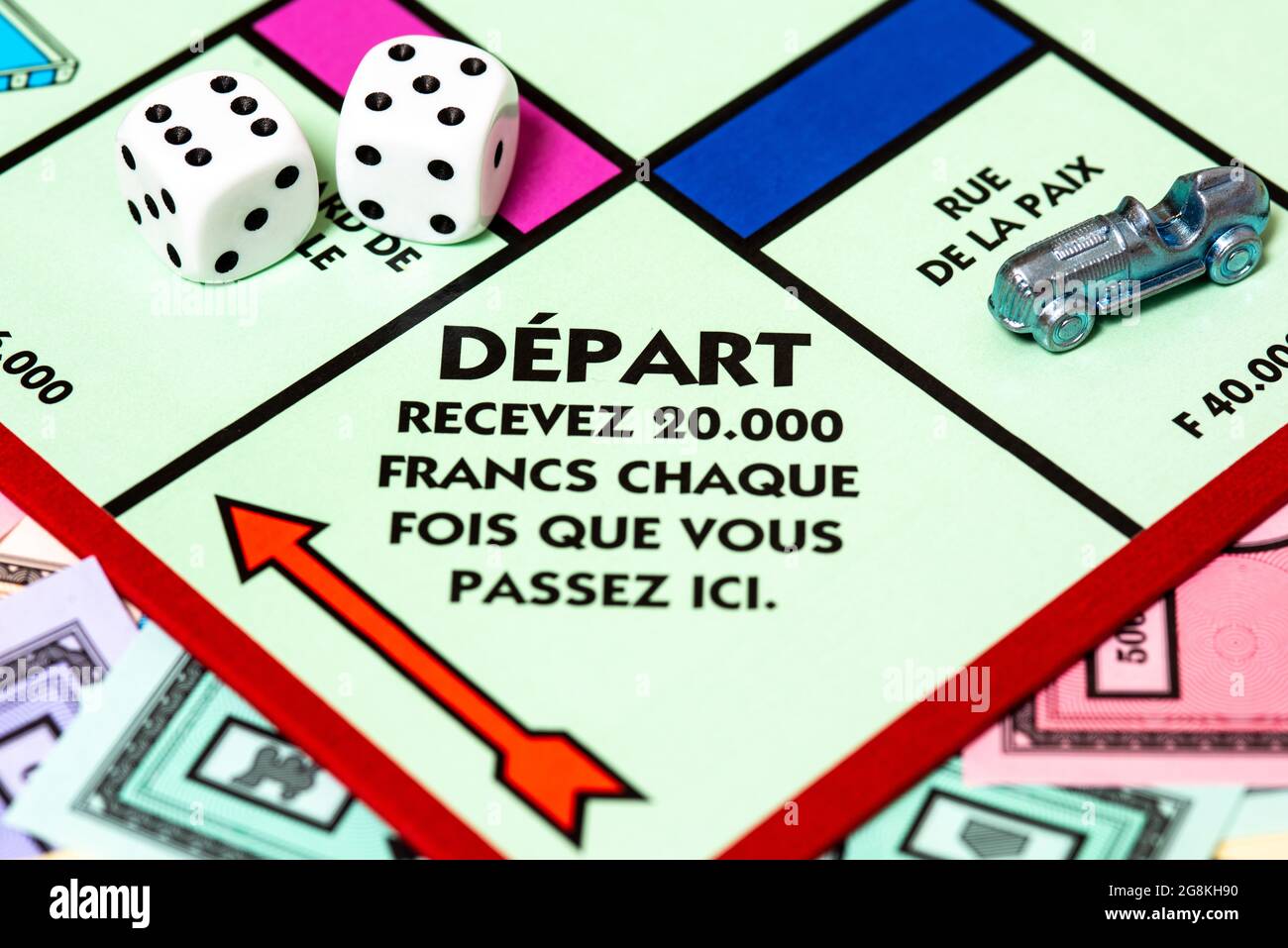 Nahaufnahme der französischen Monopolbehörde. Stockfoto