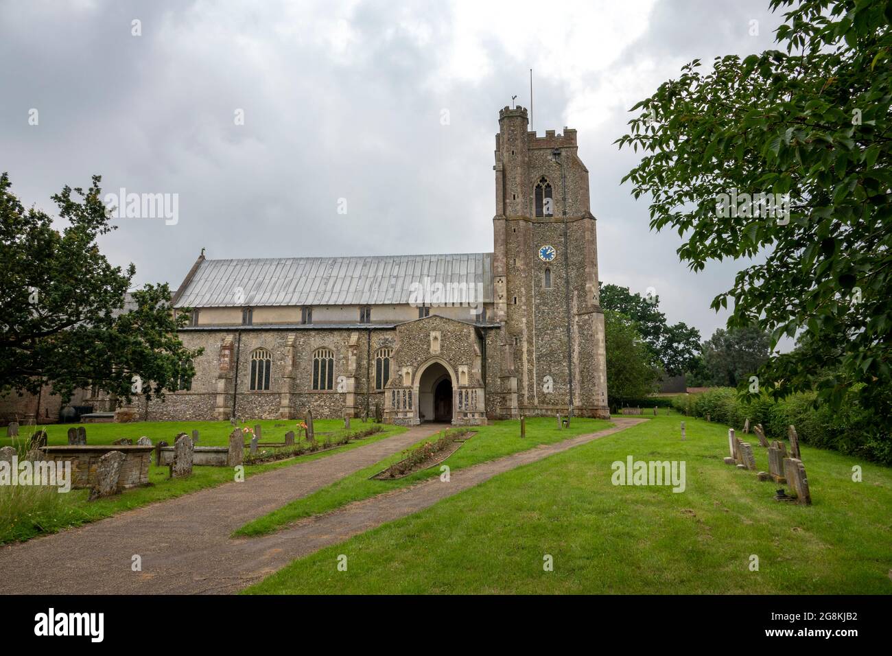 Außenansicht der St Mary's Church Dennington Suffolk UK Stockfoto