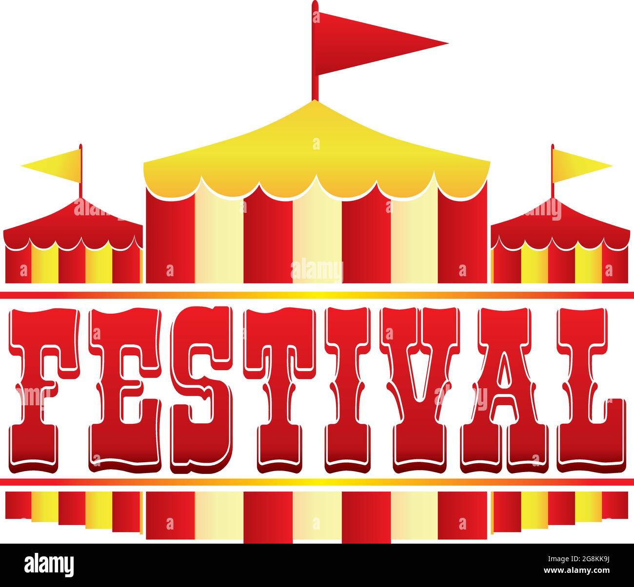 Festival Logo mit Zelten Rot und Gelb Stock Vektor