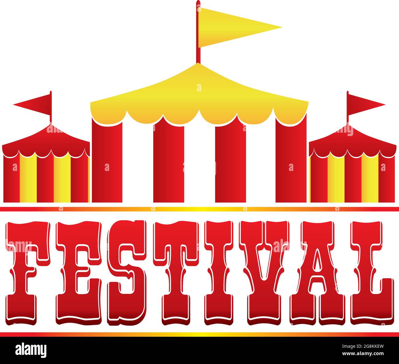 Festival Logo mit Zelt Rot und Gold Stock Vektor