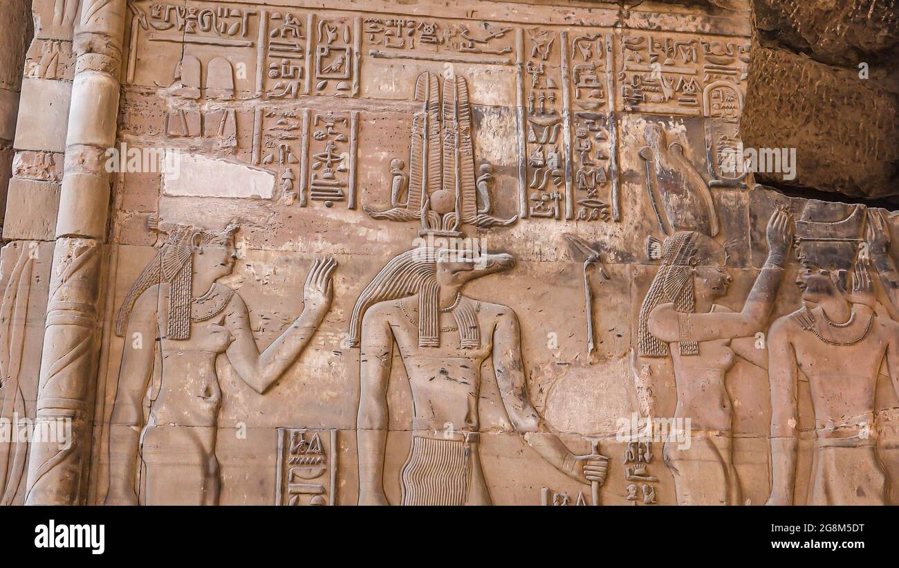 Der Tempel von Kom Ombo ist ein ungewöhnlicher Doppeltempel in der Stadt Kom Ombo in Assuan Stockfoto