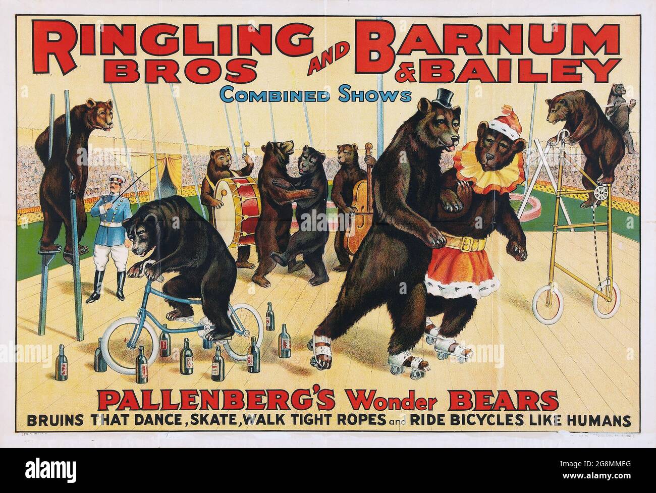 Vintage Circus Poster, Pallenbergs Wonder Bears. (Ringling Brothers and Barnum and Bailey, 1925). Stockfoto