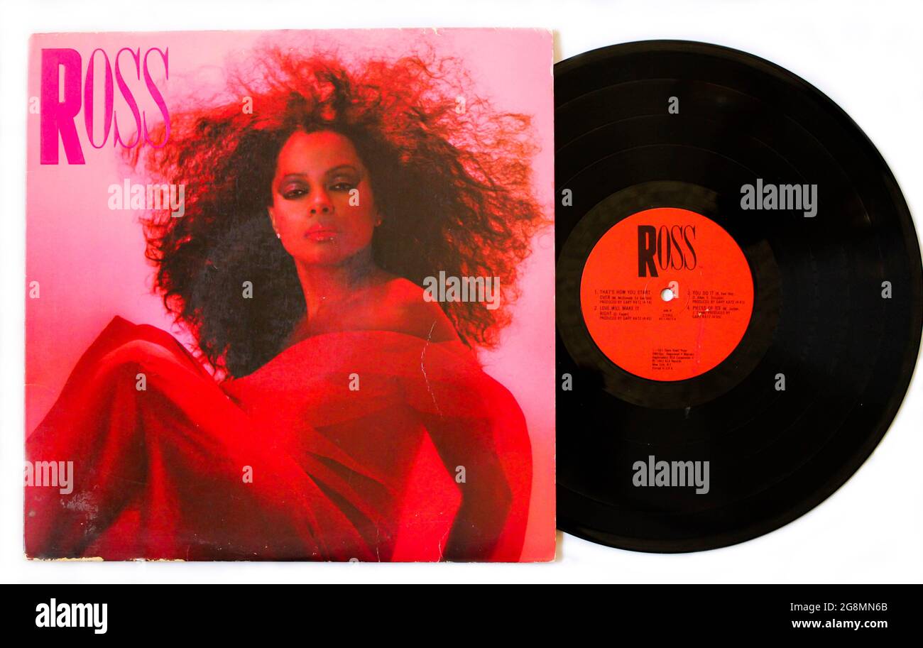 R&B Soul-Künstlerin, Diana Ross-Musikalbum auf Vinyl-LP Motown. Titel: Ross Album Cover Stockfoto