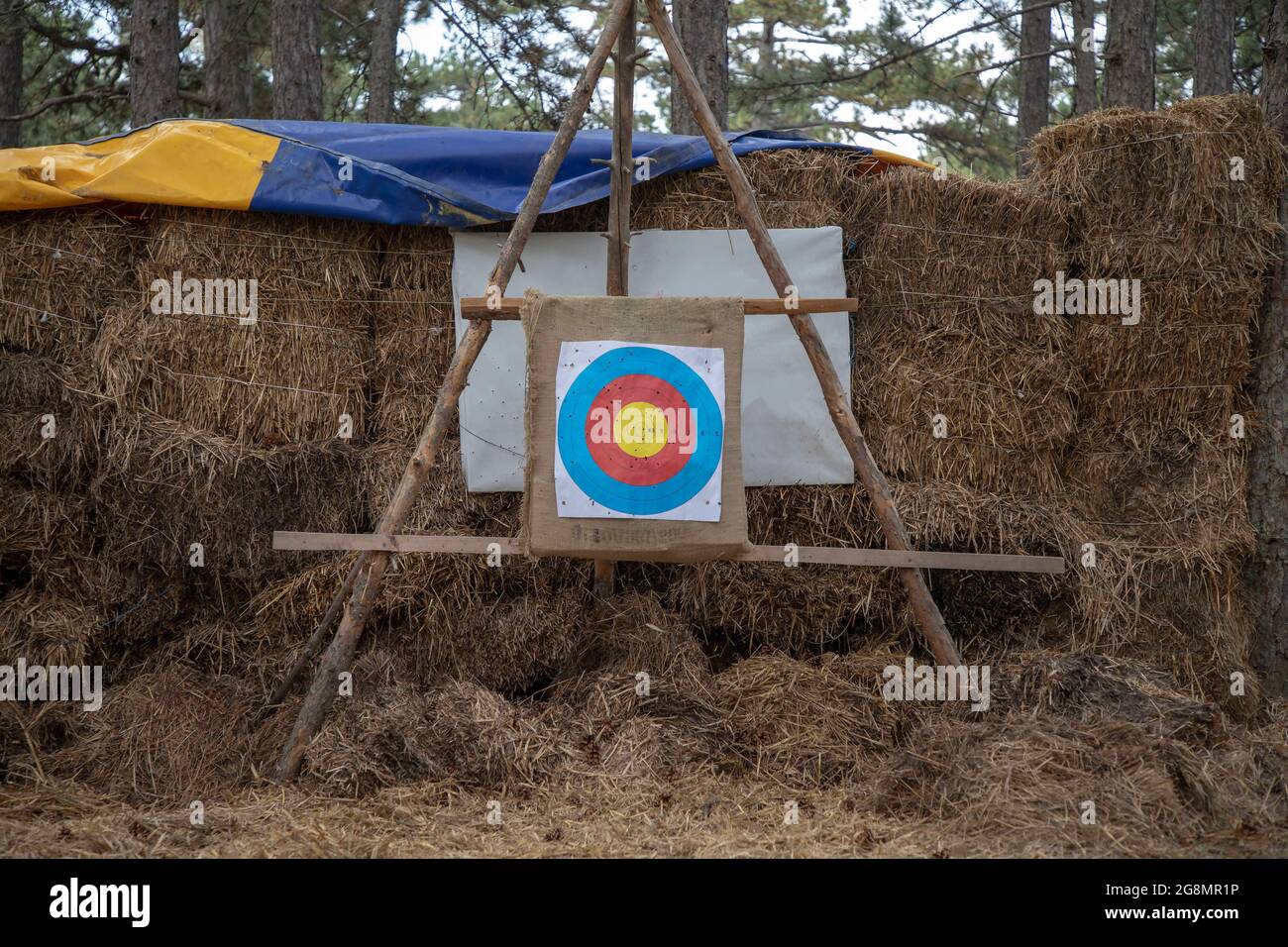 Bullseye auf der Bogenschießanlage Stockfoto