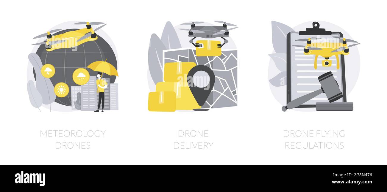 Autonome Flugzeuge verwenden abstrakte Konzept-Vektor-Illustrationen. Stock Vektor