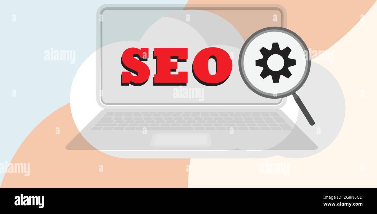 SEO Search Engine Optimierungskonzept für Ranking Verkehr auf Website, Internet-Technologie für Unternehmen Stock Vektor