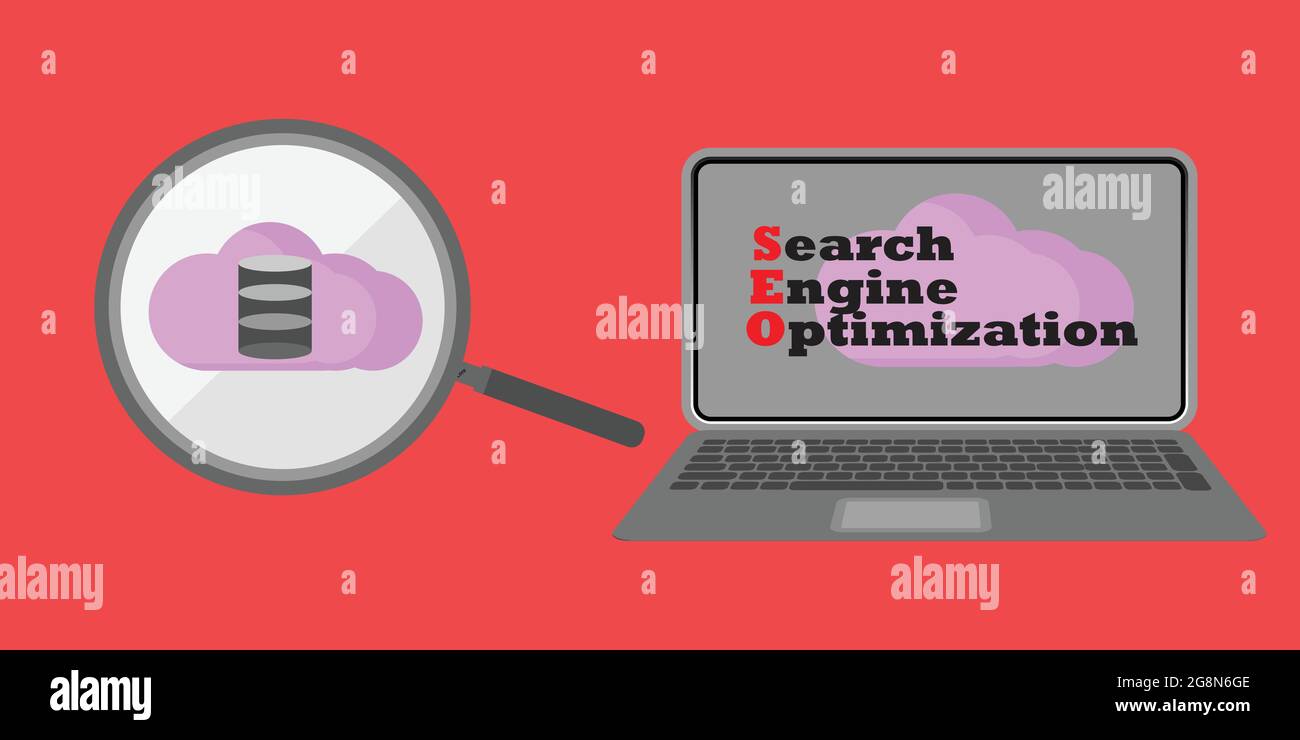 SEO Search Engine Optimierungskonzept für Ranking Verkehr auf Website, Internet-Technologie für Unternehmen Stock Vektor