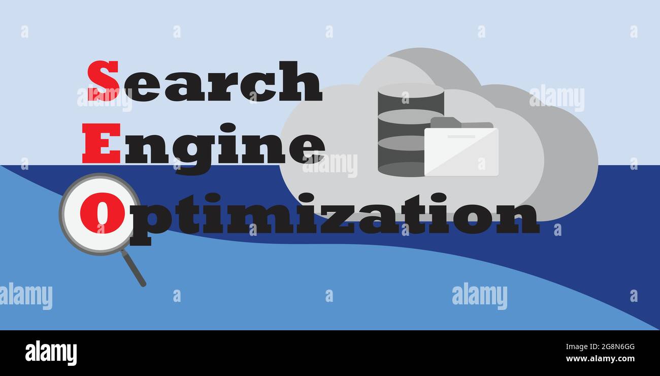 SEO Search Engine Optimierungskonzept für Ranking Verkehr auf Website, Internet-Technologie für Unternehmen Stock Vektor